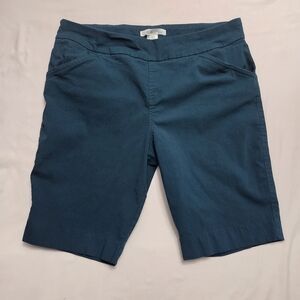 Cleo Petites Teal Bermuda Shorts | Size Large P | Stretch Pull-On